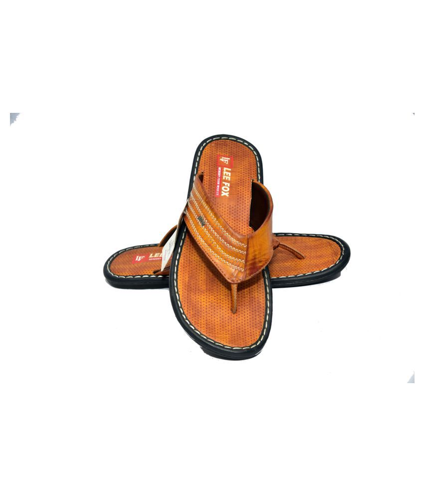 Lee Fox Brown Leather Slippers Price in India- Buy Lee Fox Brown ...