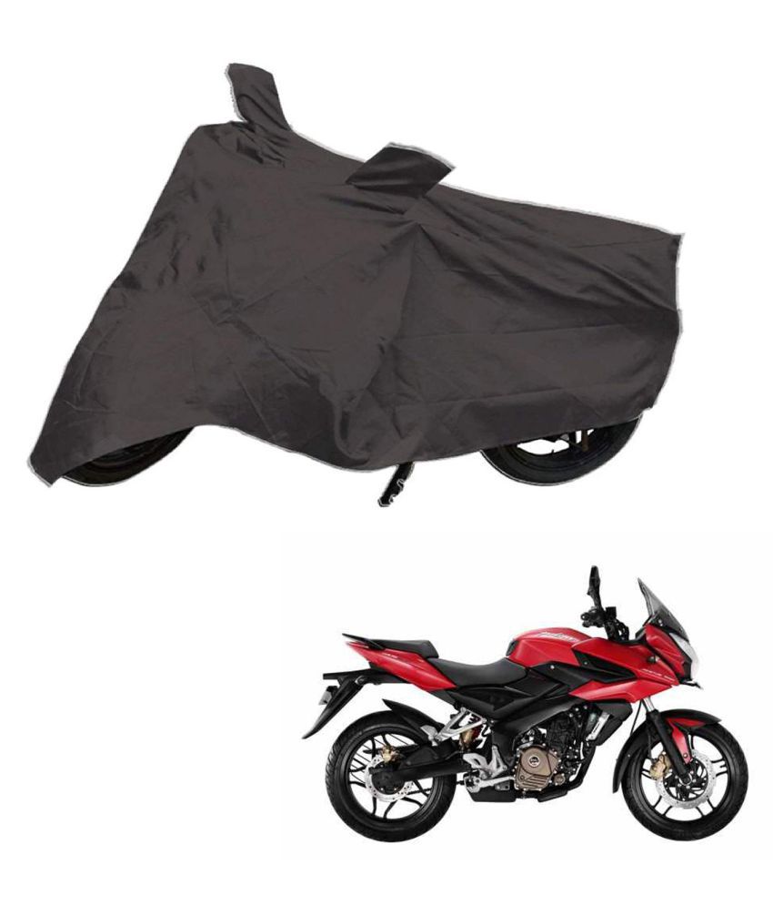     			AutoRetail Dust Proof Two Wheeler Polyster Cover for Bajaj Pulsar AS 200 (Mirror Pocket, Grey Color)