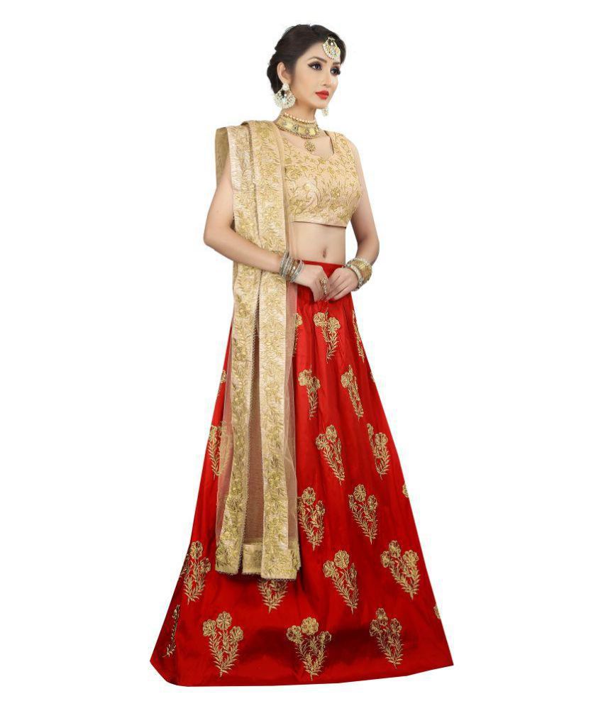 Bhavani' Red Silk A-line Stitched Lehenga - Buy Bhavani' Red Silk A ...