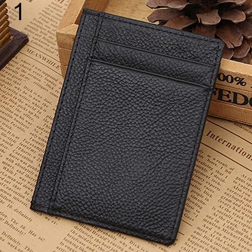 Men Full-Grain Leather Wallet Slim Money Clip Business ID Credit Card ...