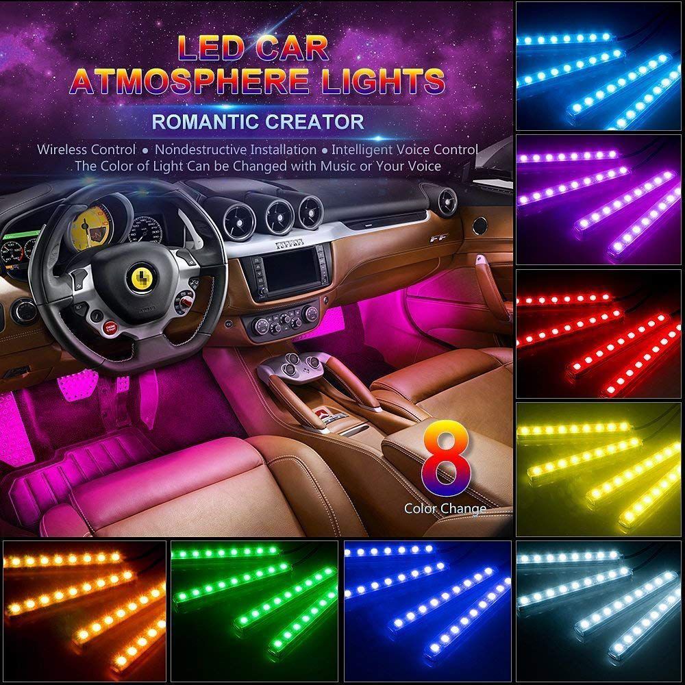 Trigcars Hyundai I20 New Car Led Atmosphere Light Multicoloured Music Control Car Interior Lights Waterproof Kit With Sound Active Function And