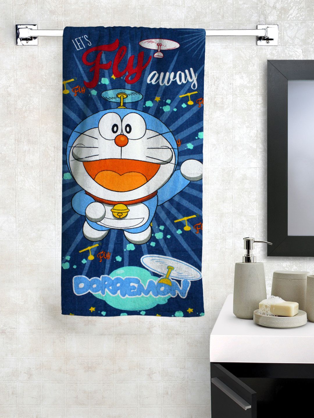 Doraemon Single Cotton Bath Towel Blue