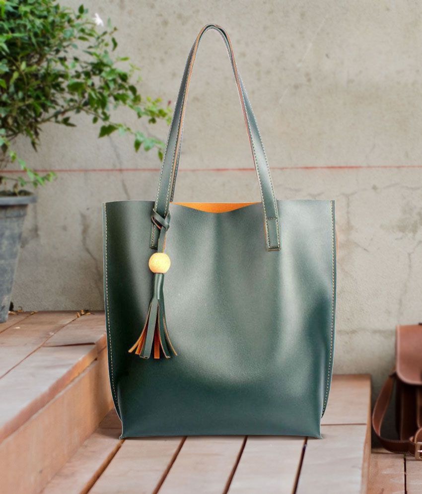 Mammon Green P.U. Tote Bag - Buy Mammon Green P.U. Tote Bag Online at ...