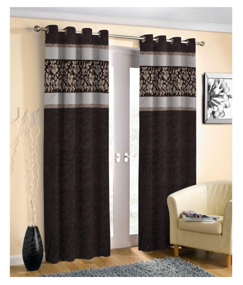     			Prince Single Door Semi-Transparent Eyelet Polyester Curtains Coffee