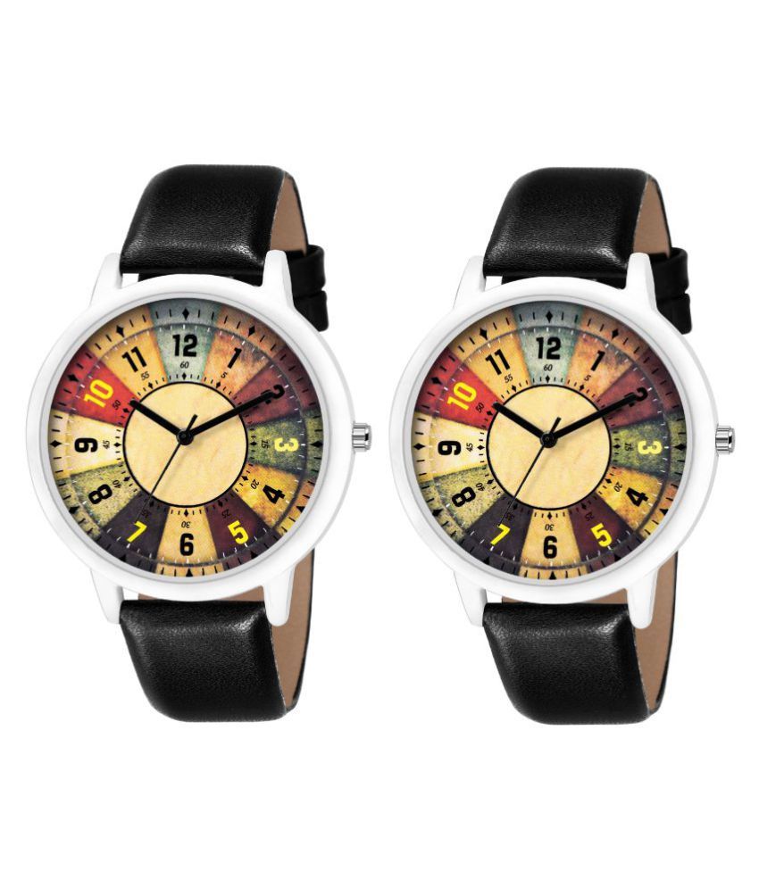 New Arrival Attractive Look Multicolored Dial Black Leather Strap Watches Set For Girls Women Price In India Buy New Arrival Attractive Look Multicolored Dial Black Leather Strap Watches Set