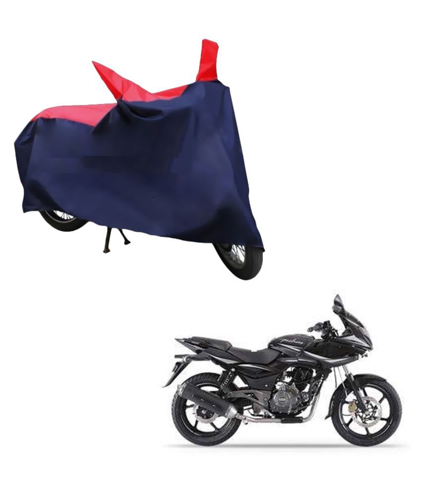     			AutoRetail Dust Proof Two Wheeler Polyster Cover for Bajaj Pulsar 200 NS (Mirror Pocket, Red and Blue Color)