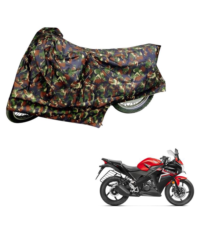     			AutoRetail Dust Proof Two Wheeler Polyster Cover for Honda CBR 150R (Mirror Pocket, Jungle Color)