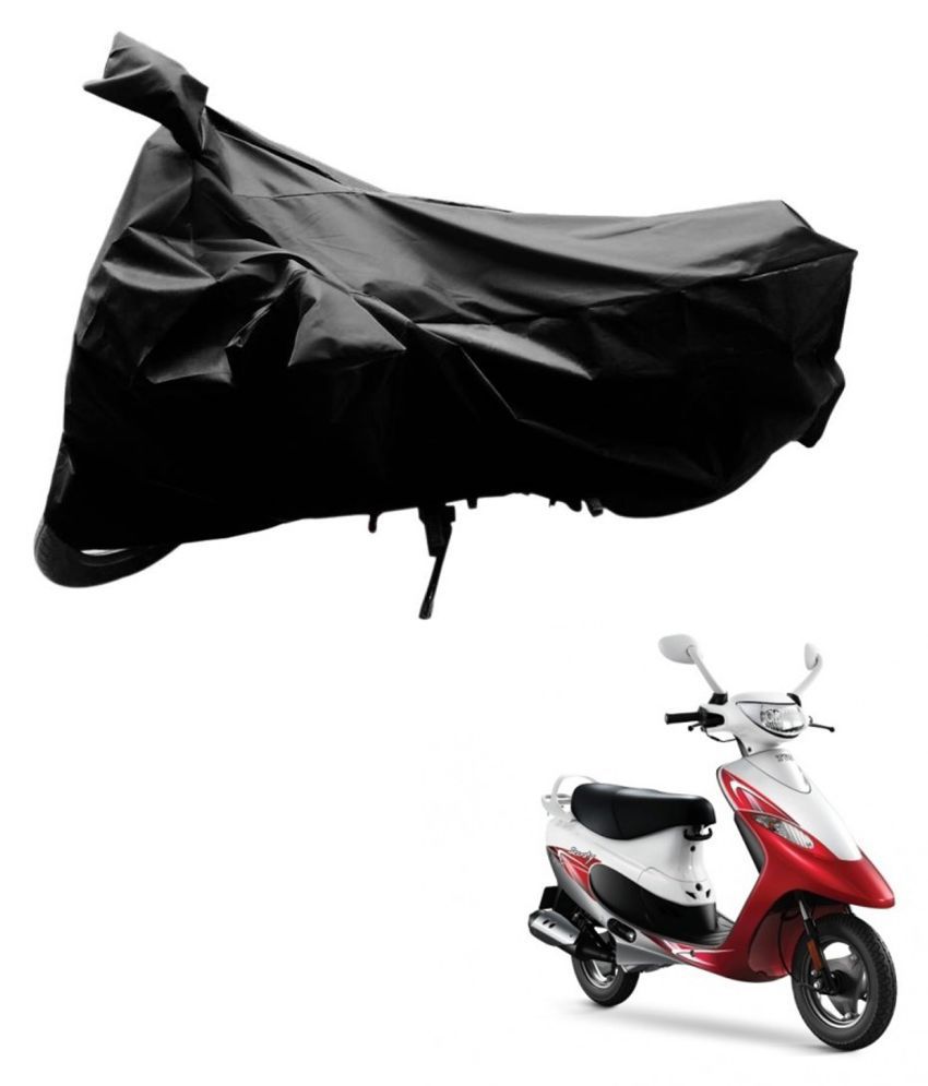     			AutoRetail Dust Proof Two Wheeler Polyster Cover for TVS Scooty Pep + (Mirror Pocket, Black Color)