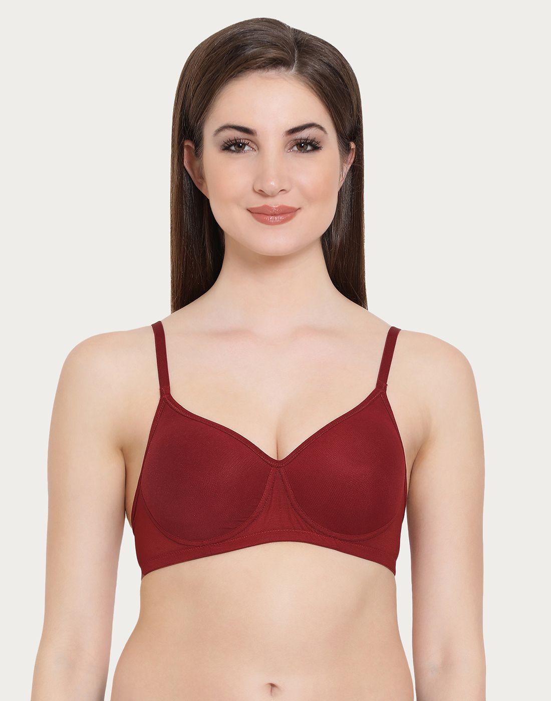     			Clovia Net/Mesh Seamless Bra - Maroon