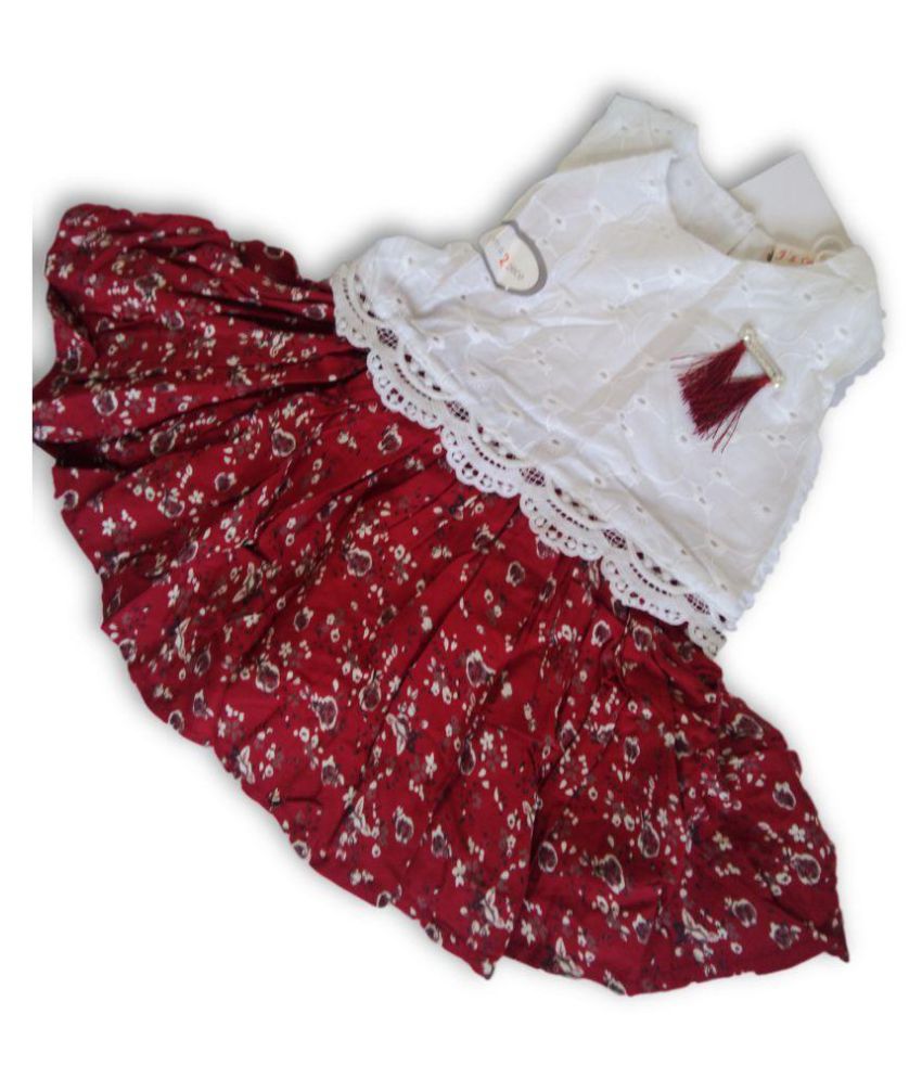 Trendy Printed Frocks Maroon For Girls By Cutiepie Collections Buy 