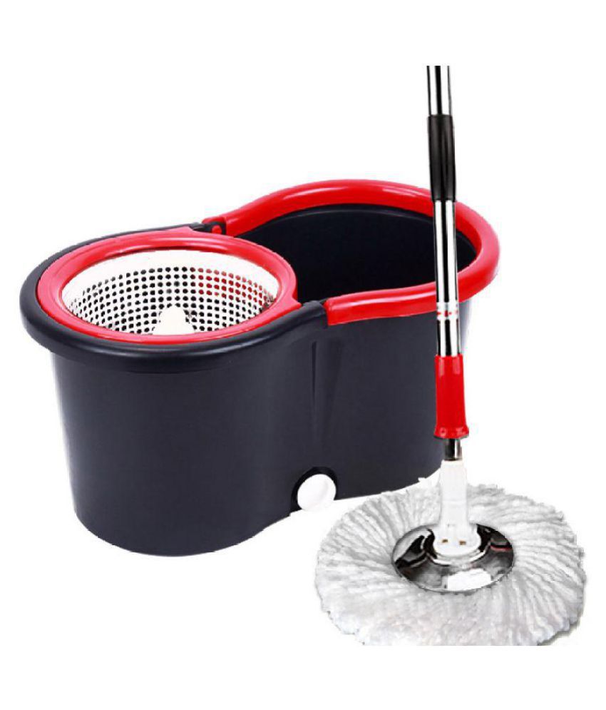 Spazies Single Bucket Mop Set With 360 Degree Rotating & 1 Refill - Black