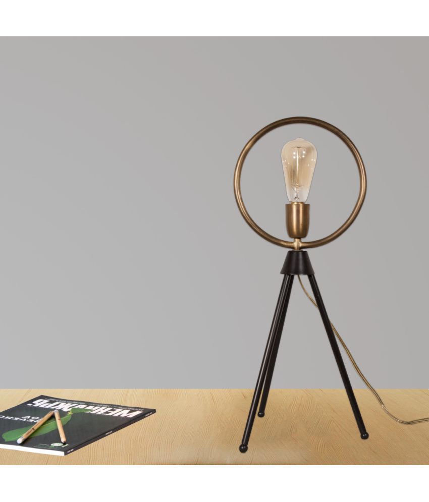 Ujjala Geometric Antique Brass Accent, Geometric Metal Table Lamp