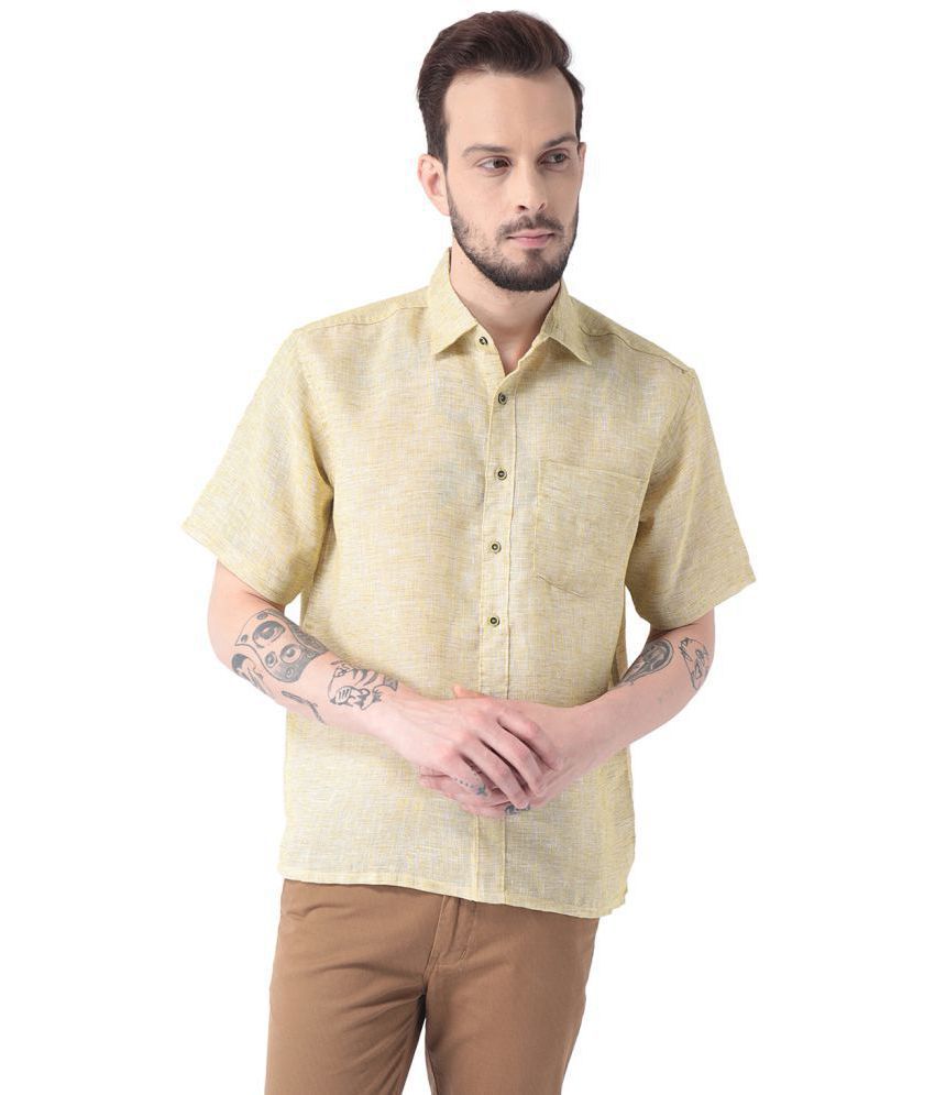 VIVID INDIA Yellow Regular Fit Shirt Single