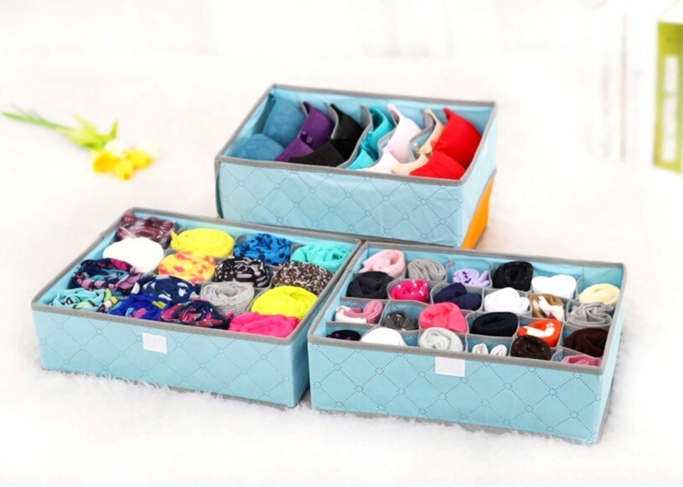 Yutiriti Set Of 3 Foldable Almirah Storage Drawer Dividers