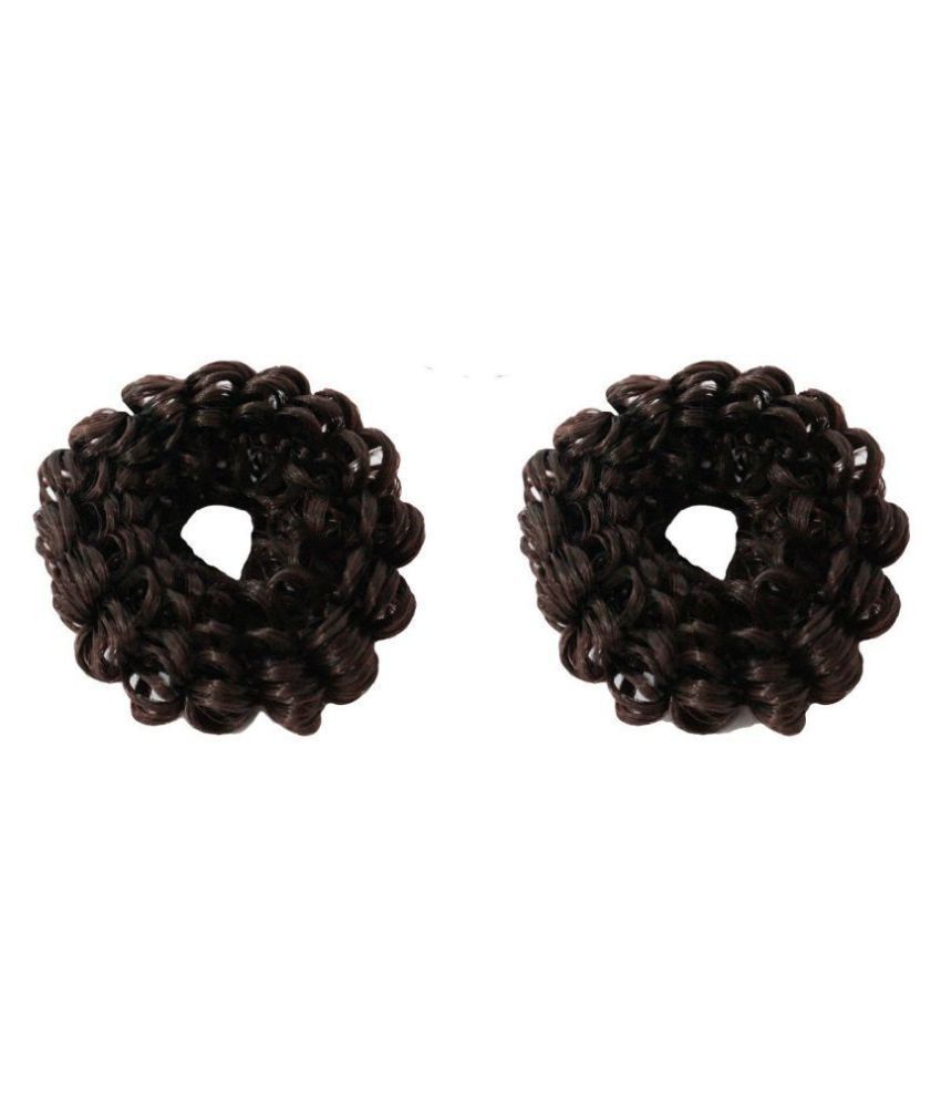 fok set of 2 brown color stylish hair rubber bands for women / girls