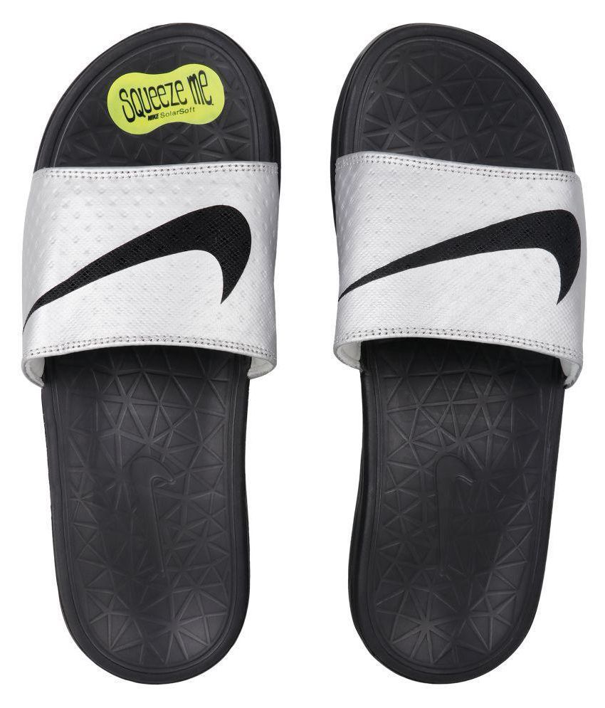 Nike solarsoft Silver Slide Flip flop Price in India- Buy Nike ...