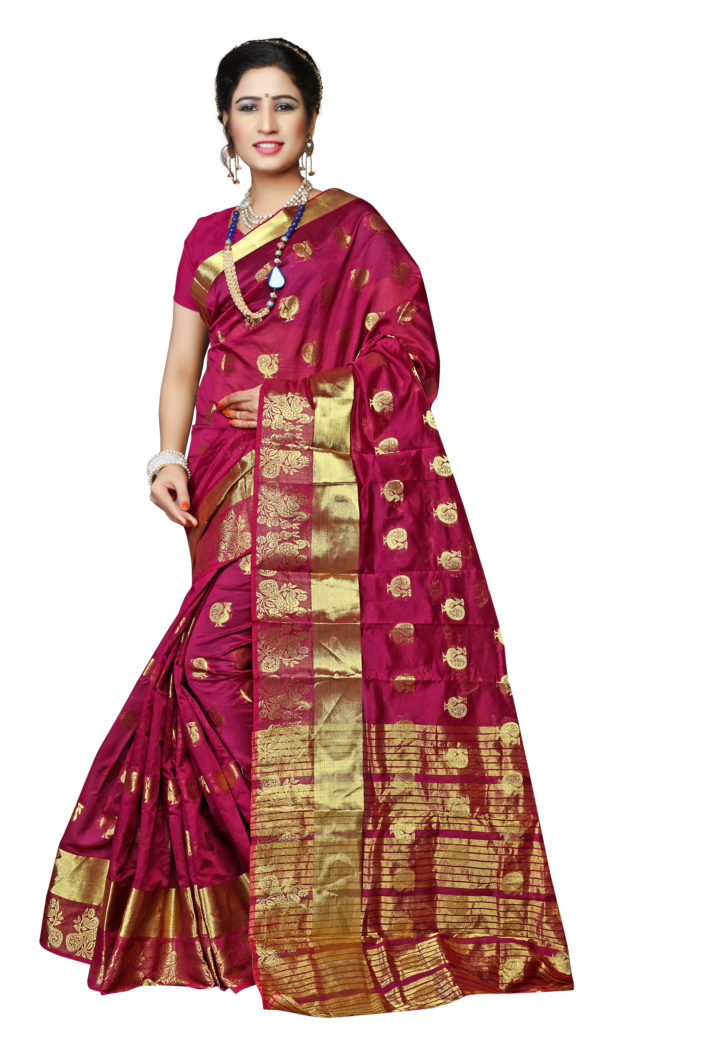 maroon cotton silk saree