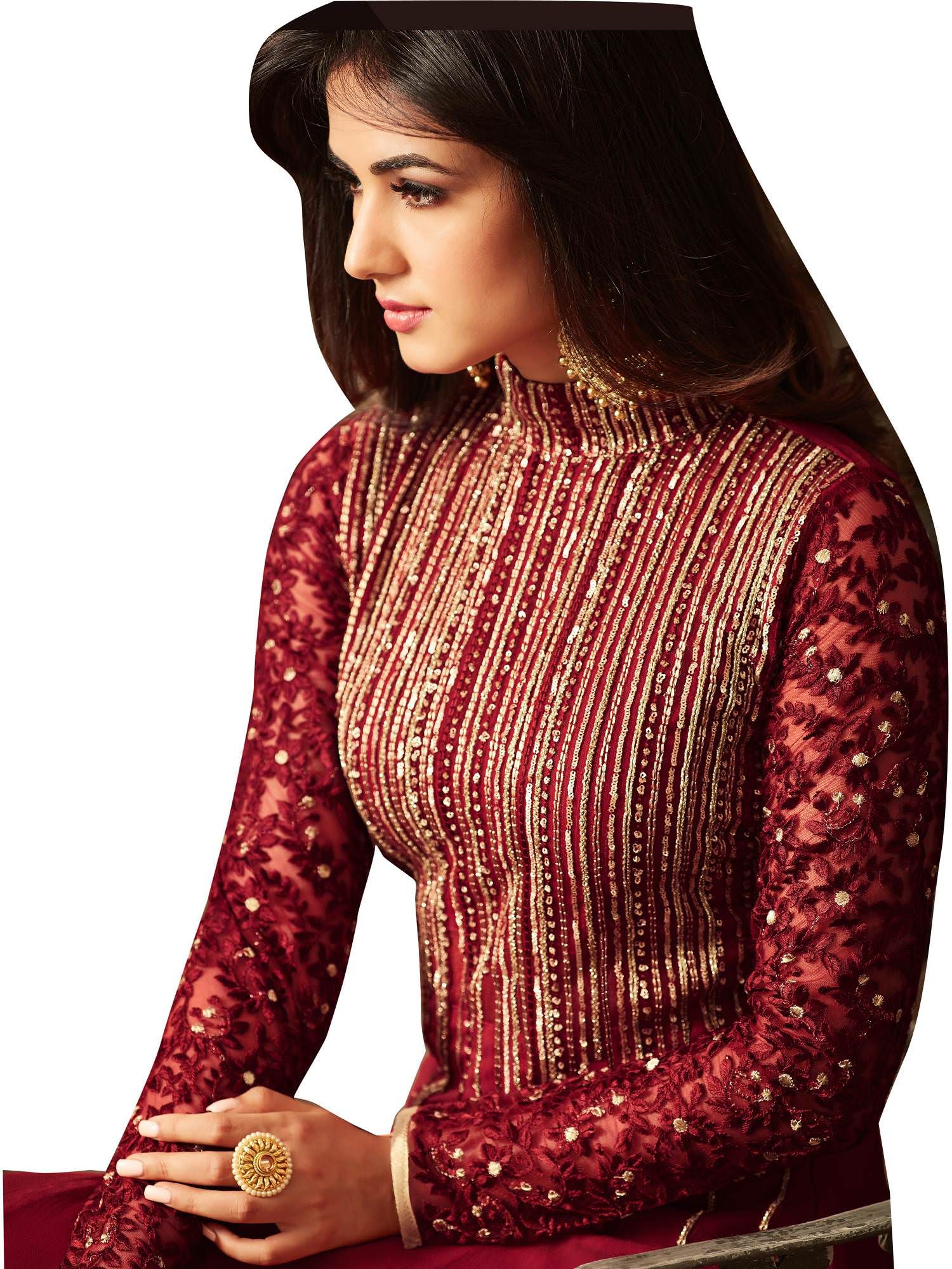 maroon ethnic gown