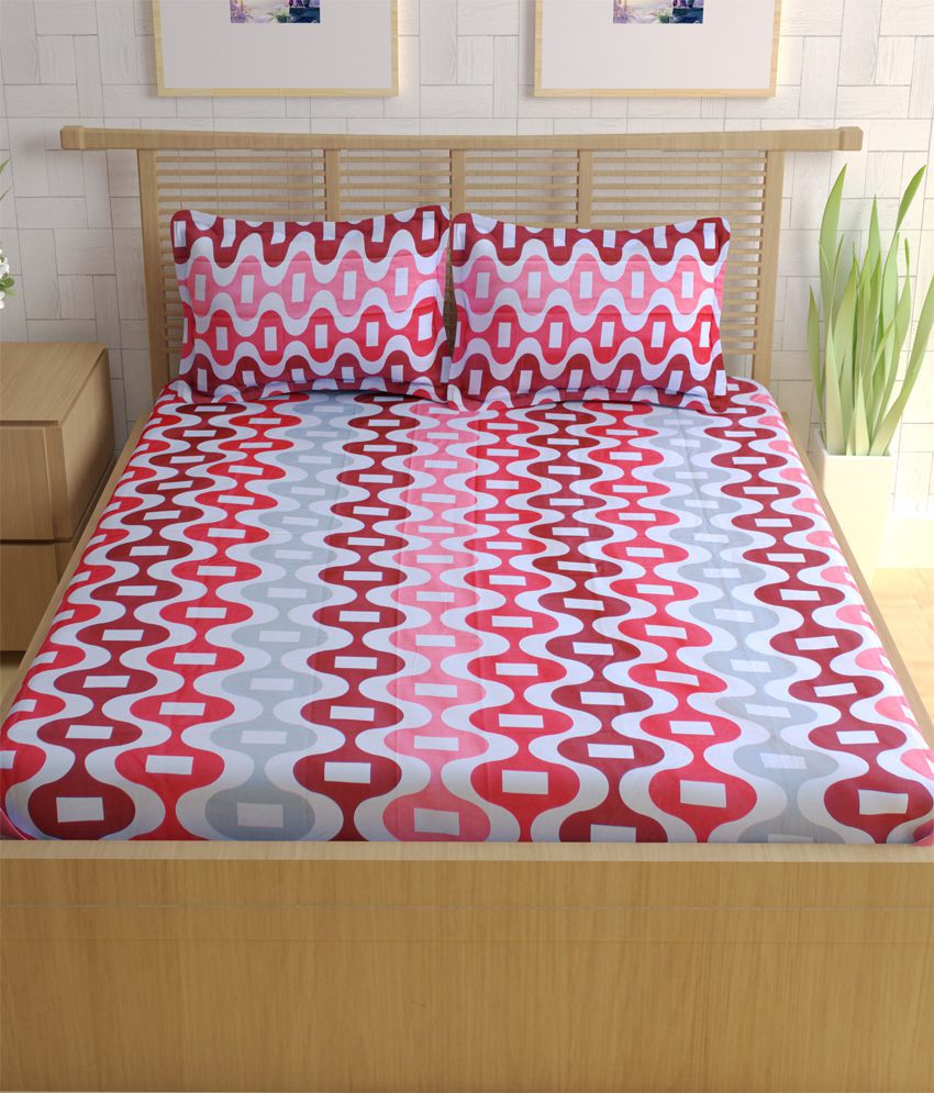     			DIVINE CASA Cotton Double Bedsheet with 2 Pillow Covers