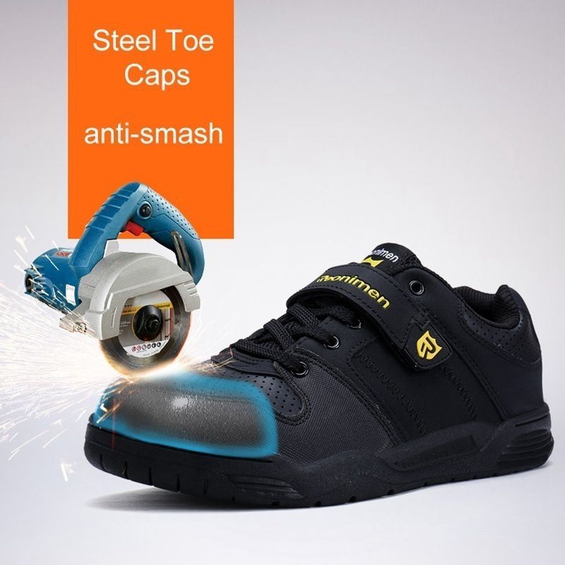 LARNMERN Men's Velcro Steel Toe Shoes 