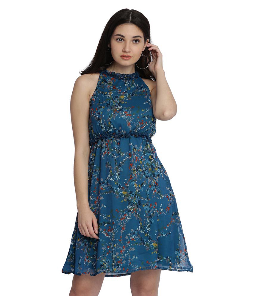     			Miss Chase Chiffon Multi Color Skater Dress
