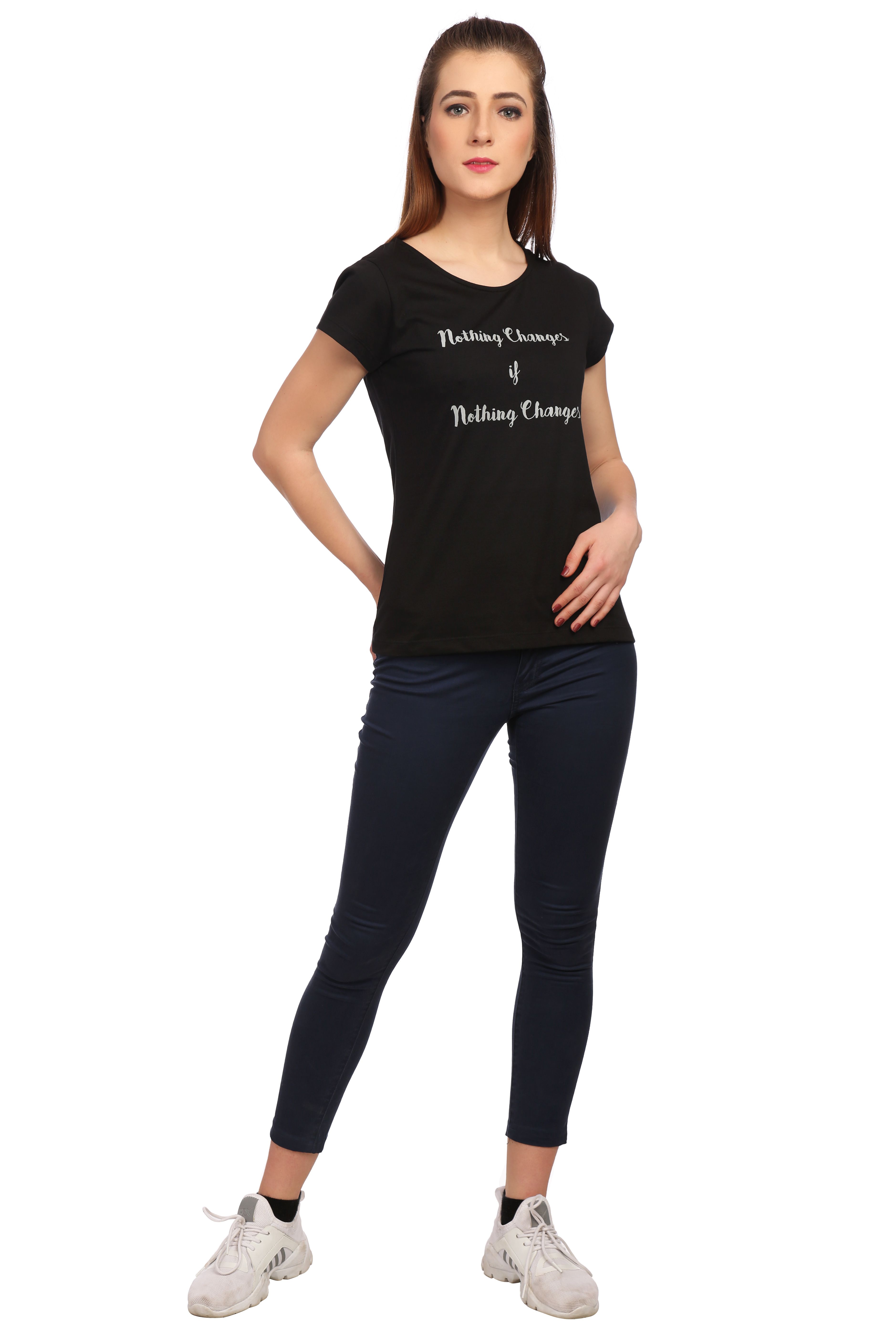 Buy VERONIQUE Cotton Black T-Shirts Online at Best Prices in India ...