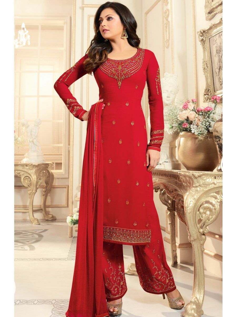 red georgette frock