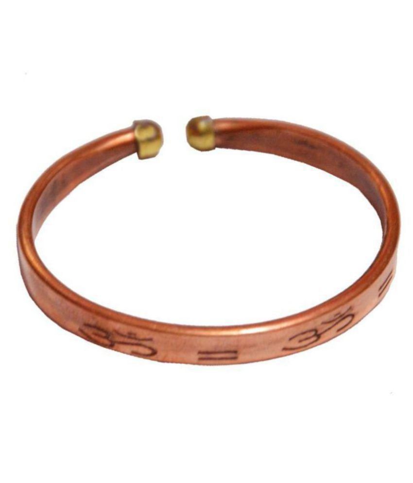 J S Imitation 100 Pure Om Copper Bracelet Kada For Men (Adjustable