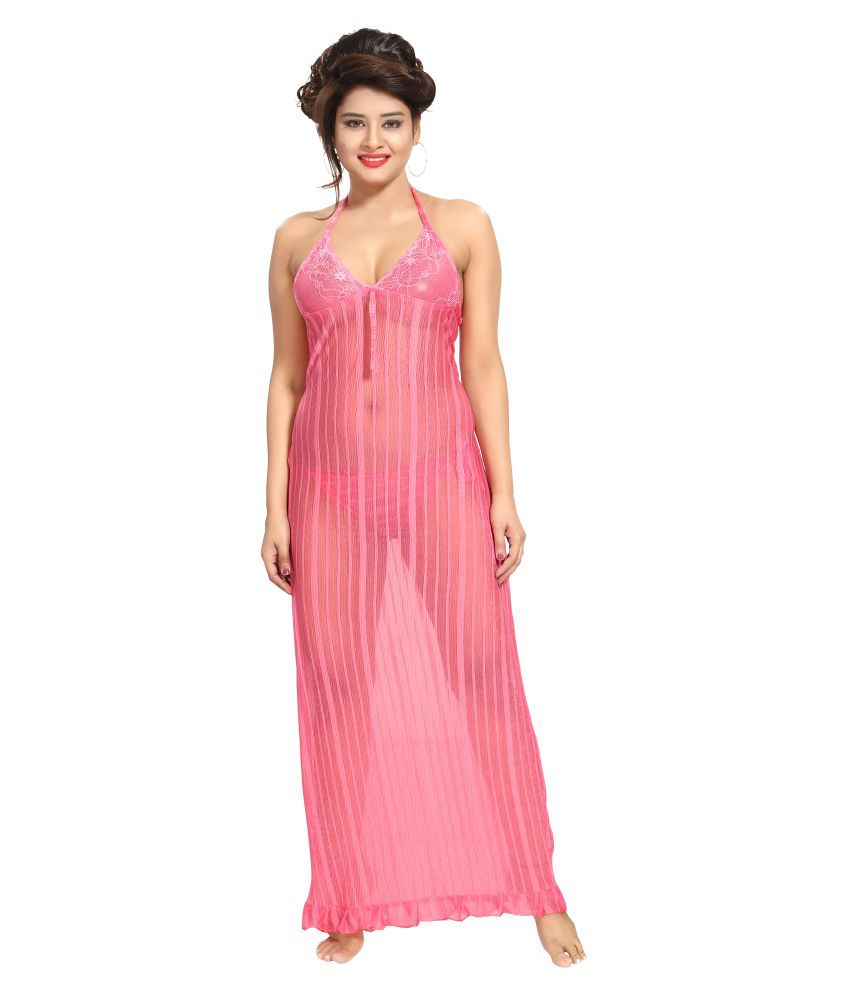 Buy Rangmor Satin Night Dress Pink Online at Best Prices