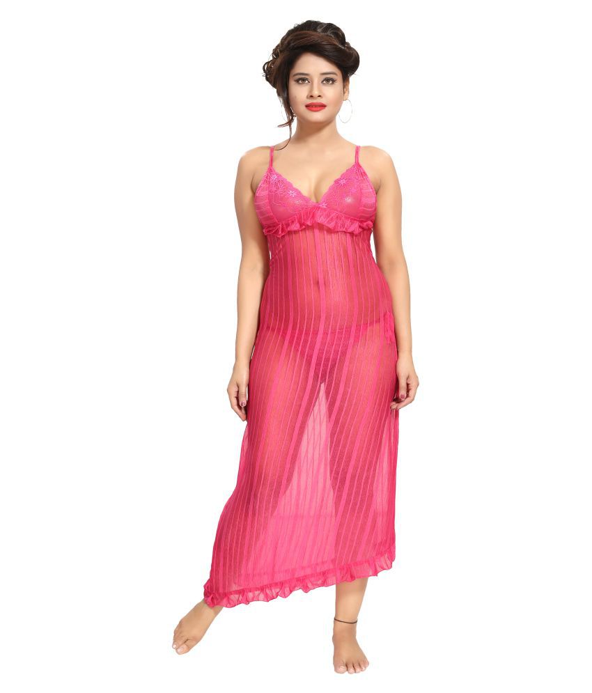 Buy Shopping Station Satin Night Dress Pink Online at