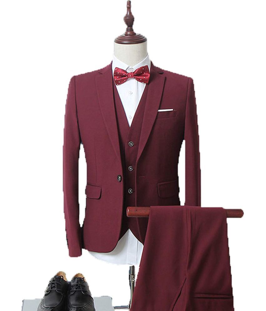 Viewmore Red Solid Party Suit - Buy Viewmore Red Solid Party Suit ...