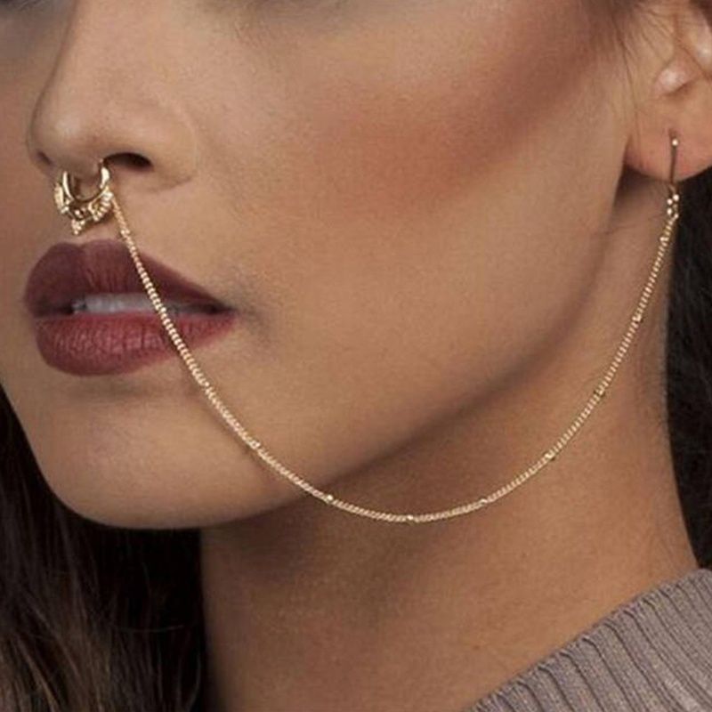 Fashion Nose To Ear Hanging Chain Nose 