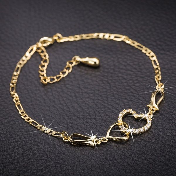 gold heart chain bracelet