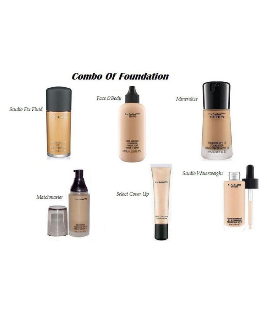 Kitty Mac Studio Fix Fluid + Face & Body + Mineralize + Matchmaster +  Select Cover Up + Studio Waterweight Foundation Makeup Kit 30 gm: Buy Kitty Mac  Studio Fix Fluid +