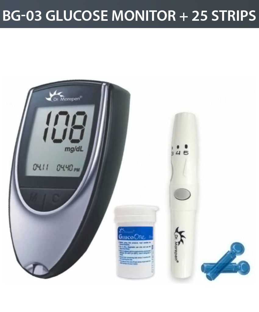 Dr Morepen Glucose Monitor BG-03- Free 25 Sugar Test Strips, Expiry -Apr 2024