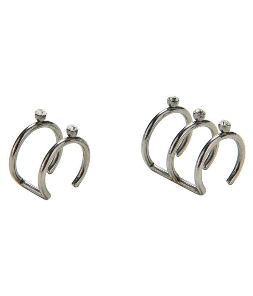 Stainless Fake Piercing 2/3 Row Helix Cartilage Ear Cuff Wrap Earring Clip On Cool Buy