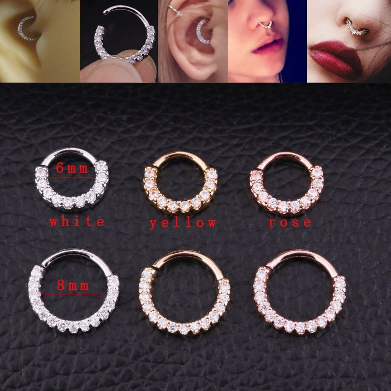 Fashion 1piece Circle Cz Ear Plugs Rose Gold Silver Color