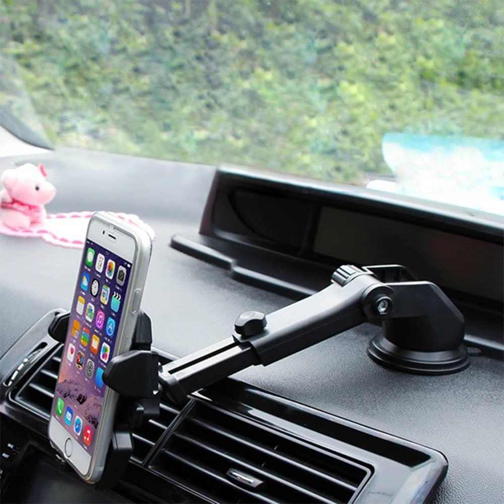 Universal 360° Car Vent Mount Holder For Cell Phone & GPS - Black, ABS + Silicone