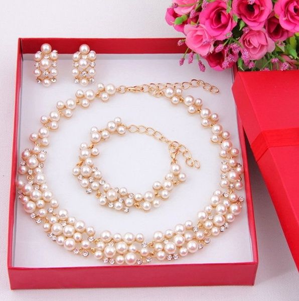 Imitation Pearl Gold Plated Simple 