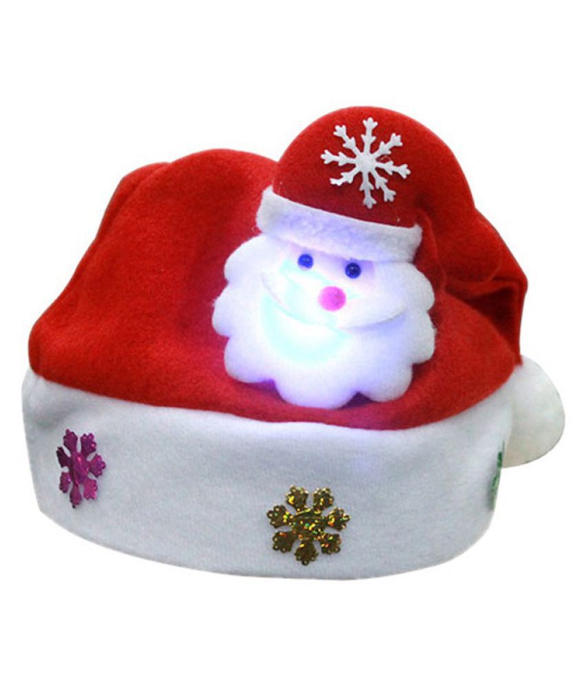 Red A-Adult Adult/Kids Unisex LED Christmas Hat Santa Claus Reindeer Snowman Xmas Gifts Cap Sansee LED Christmas Hat 