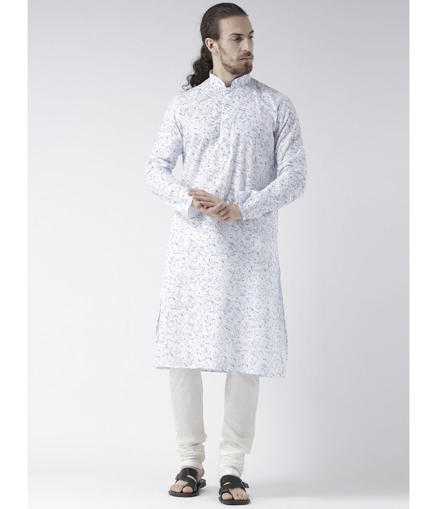     			Deyann White Cotton Blend Kurta Pyjama Set