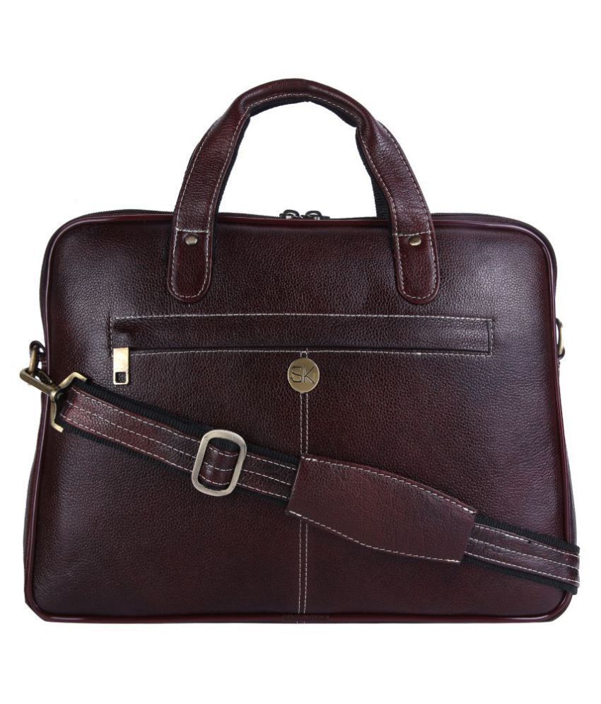 SK TRADER Genuine Lather Laptop Bag Brown Leather Office Bag - Buy SK ...