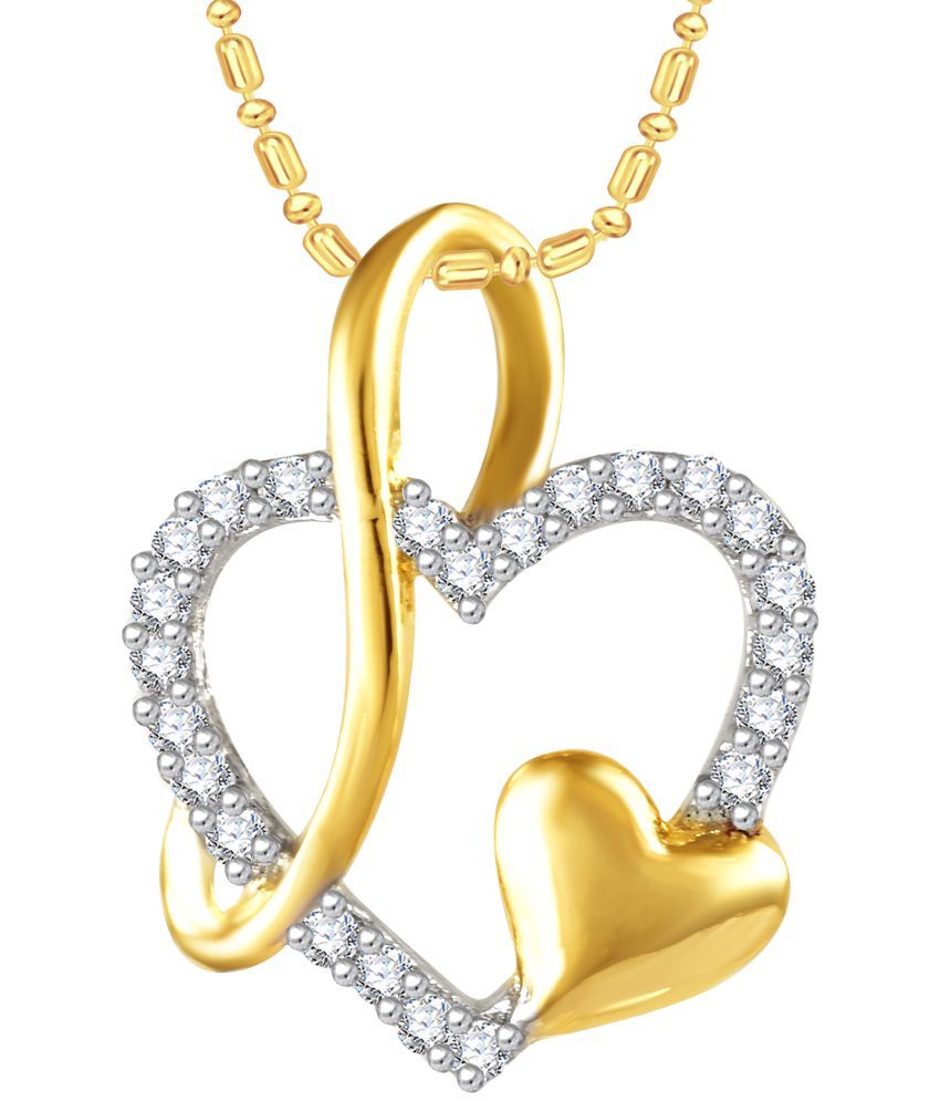 Classic Connected Heart Diamond Studded Gold Plated Alloy Cz American ...