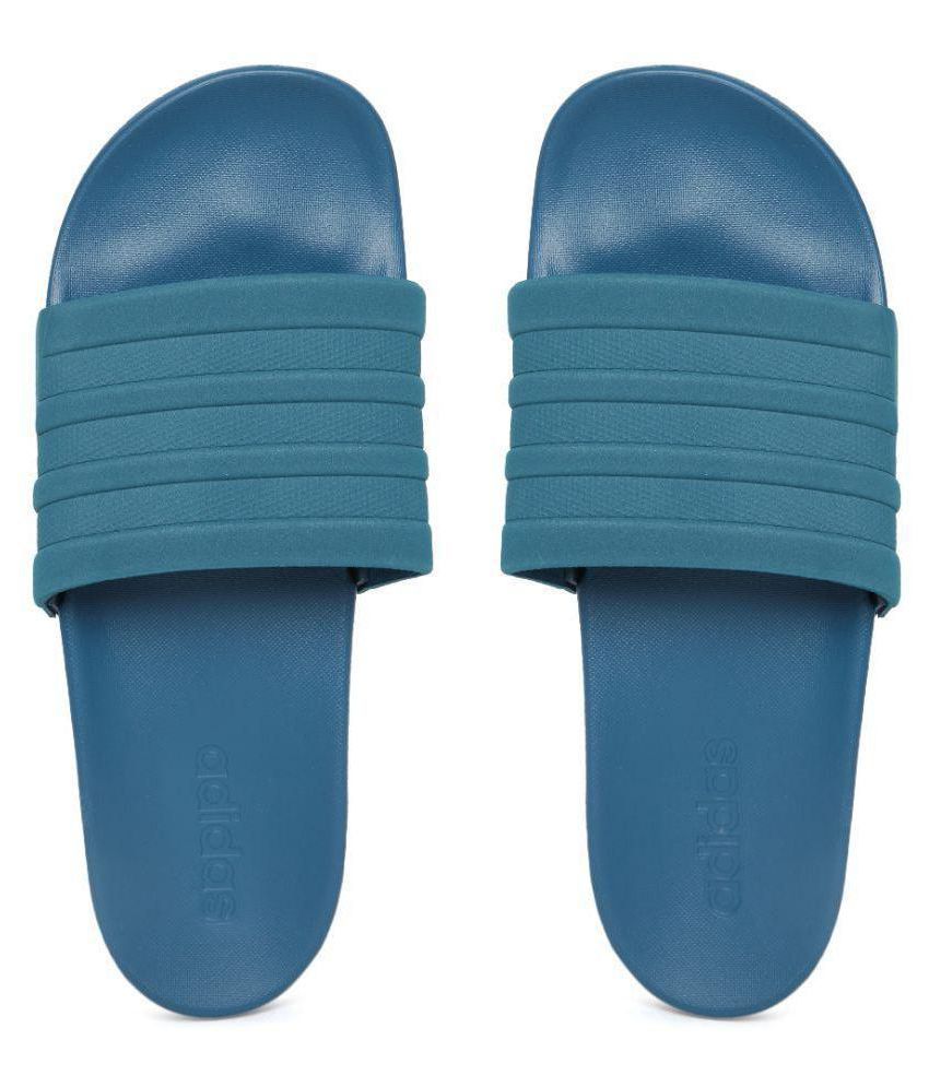 adidas blue slide flip flops