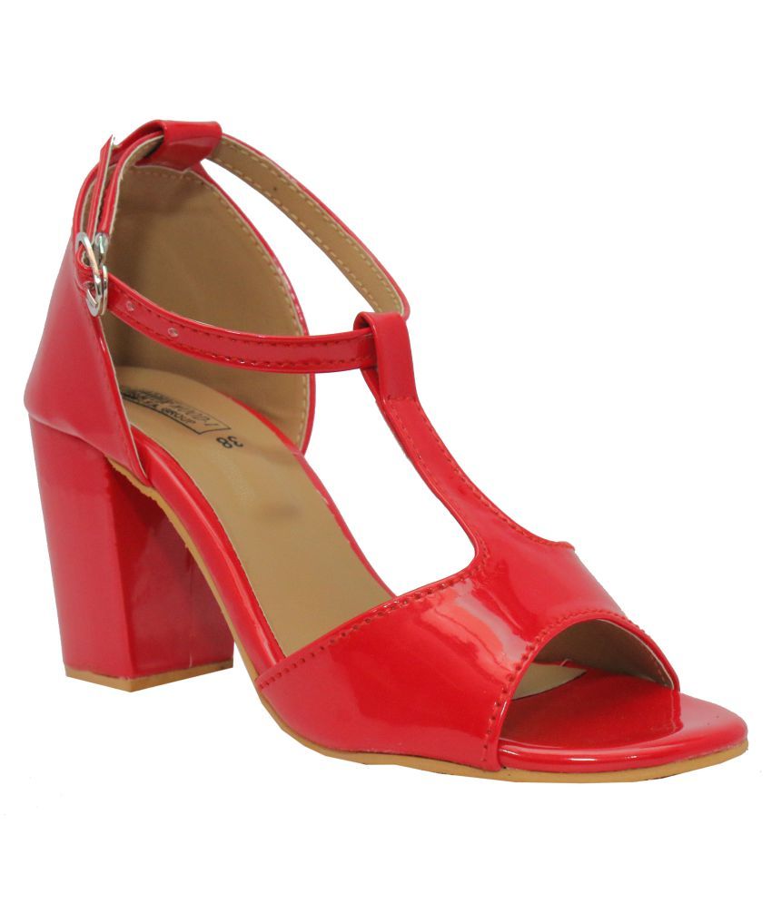 Leatherwood1 Red Block Heels Price in India- Buy Leatherwood1 Red Block ...