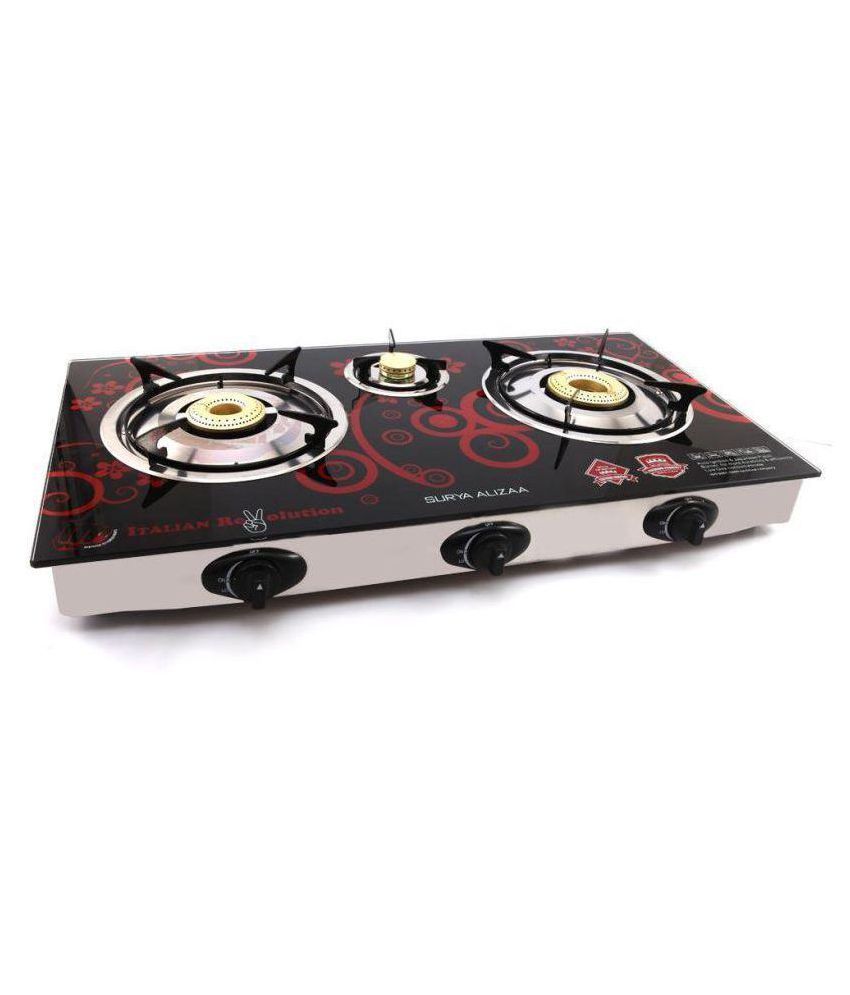 Surya Glass Top 3 Burner Auto Gas Stove Price in India Buy Surya