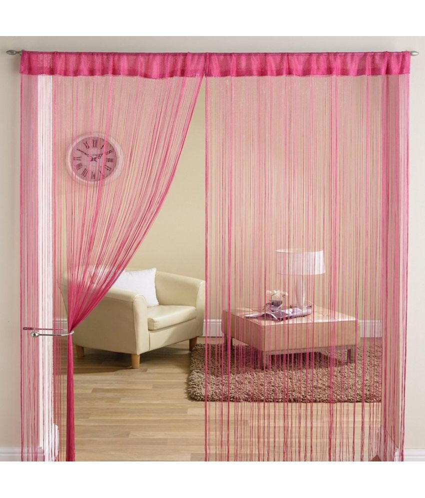     			Homefab India Others Semi-Transparent Eyelet Long Door Curtain 9ft (Pack of 2) - Pink