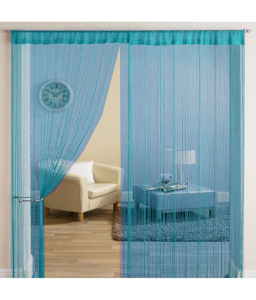     			Homefab India Others Semi-Transparent Eyelet Long Door Curtain 9ft (Pack of 2) - Blue