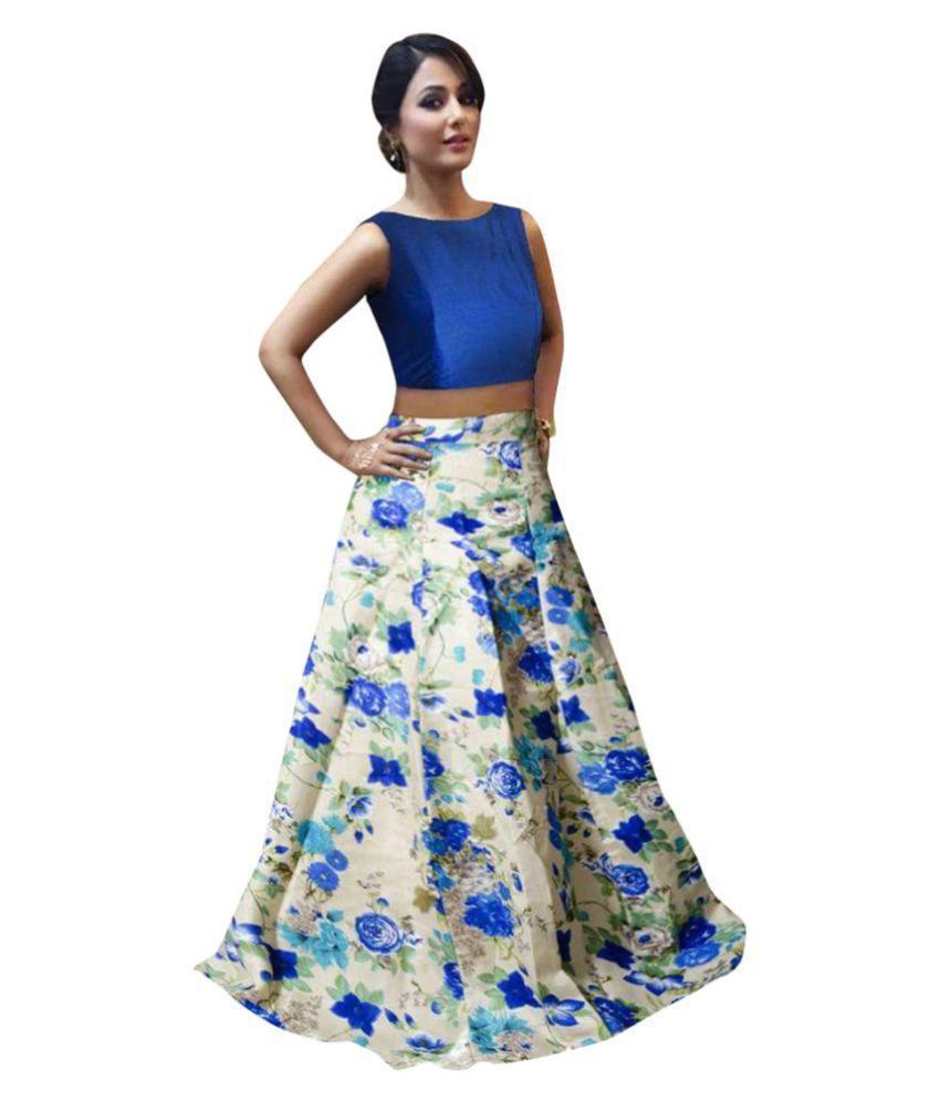 Jalva Fashion hub Blue Art Silk Circular Semi Stitched Lehenga - Buy ...