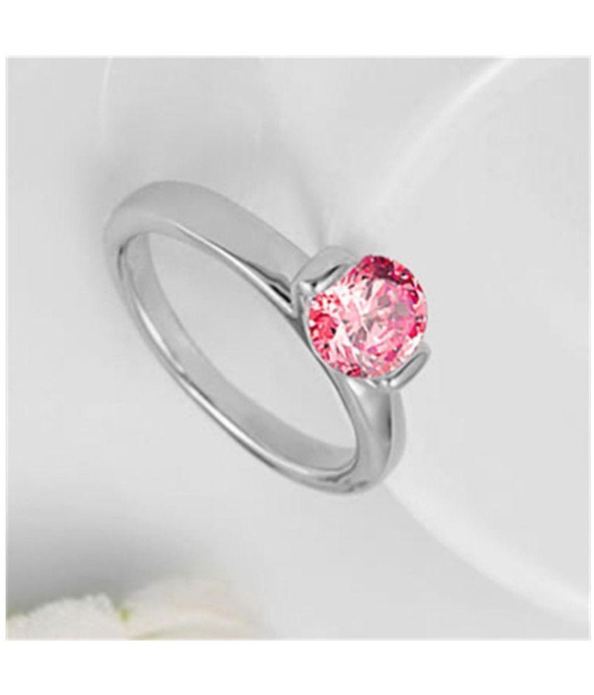 pink diamond silver ring